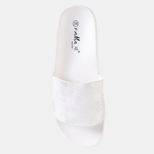 White platform sandals with a metallic strip Wenda - Footwear