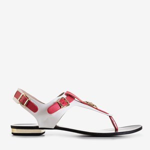 White women's flip flop sandals with a flat heel Oscy - Footwear