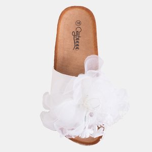 White women's slippers on the Isilda platform - Footwear