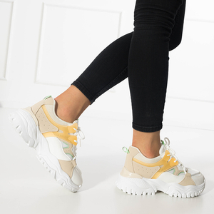 White women's sneakers with beige Goya elements - Footwear
