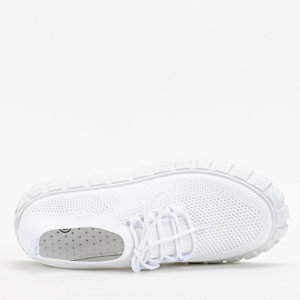 White women's sports shoes on a solid sole Teterika - footwear