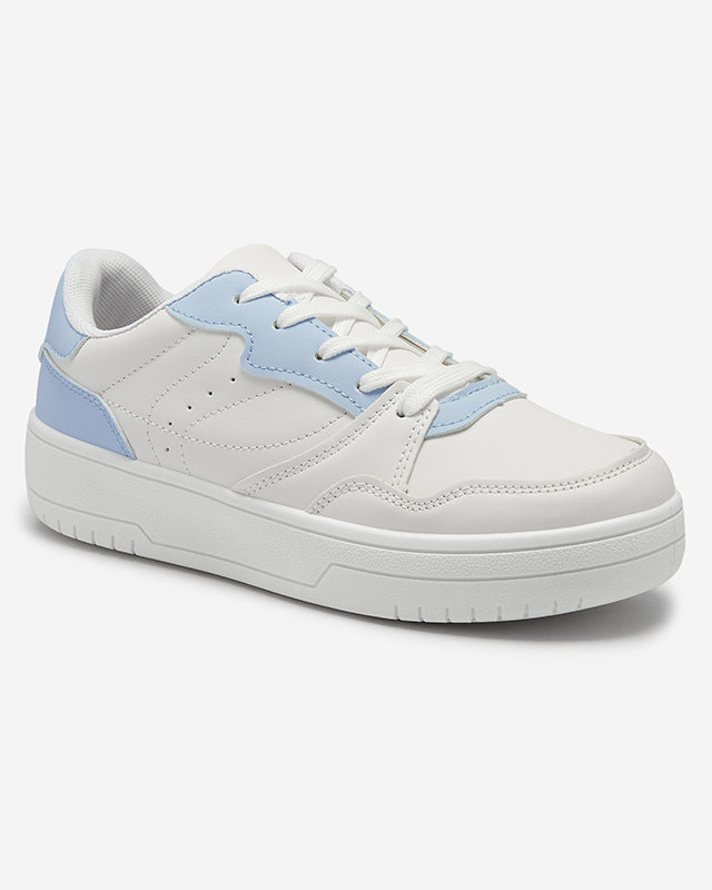 White women's sports shoes with blue inserts Tercua- Footwear