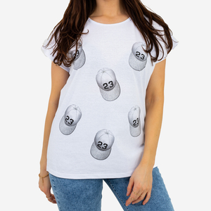 White women's t-shirt with glitter and print PLUS SIZE - Clothing