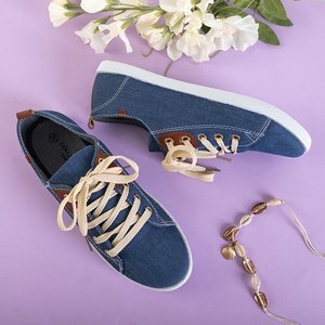 Women's Dark Blue Lace-Up Sindri Sneakers - Shoes