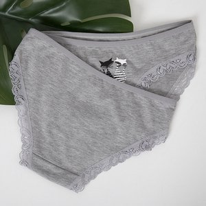 Women's Gray Briefs with Lace Printed 3 / pack - Underwear