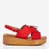 Women's Red Indinara Fringed Platform Sandals - Footwear