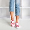 Women's Red Seashell Striped Sneakers - Footwear