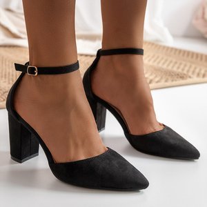 Women's black Luxuriance sandals on a post - Footwear