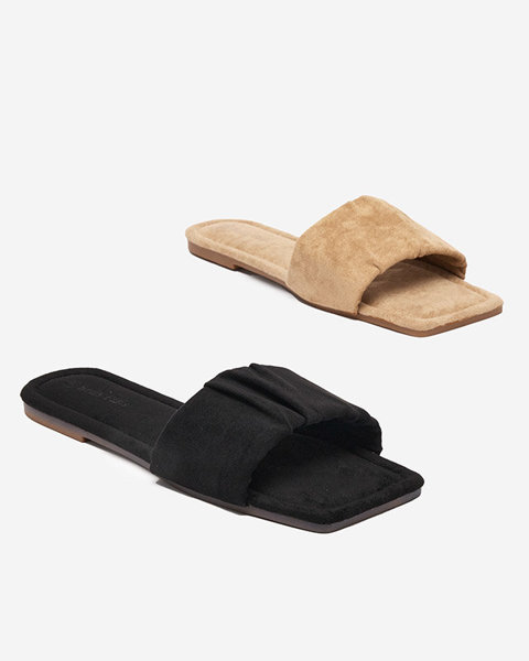 Women's black eco-suede flat slippers Nesico - Shoes