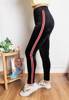 Women's black leggings with red stripes - Clothing