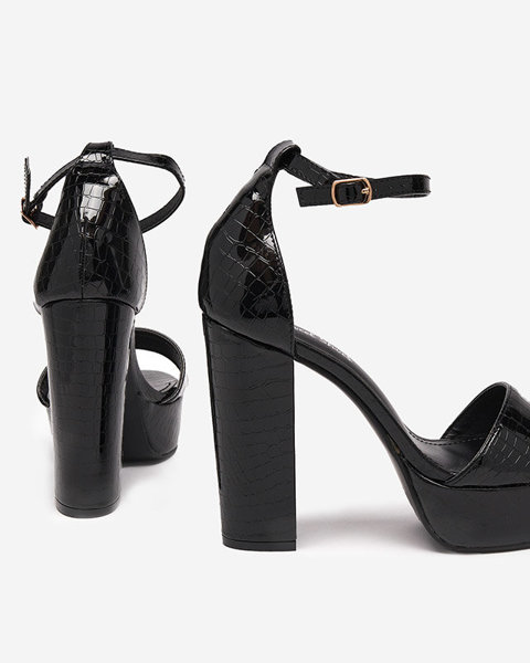 Women's black patent sandals on a high post Keline - Footwear