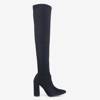 Women's black shiny boots on the Goslaw post - Footwear