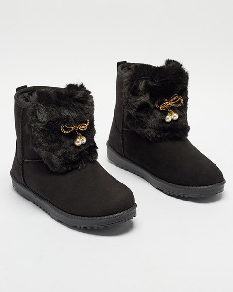 Women's black snow boots with a decorative upper Cioni. Footwear