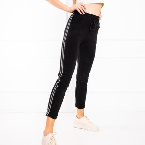 Women's black warm tracksuits with stripes - Clothing