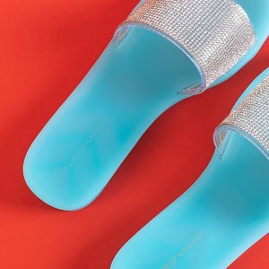 Women's blue rubber slippers with cubic zirconia Niamh - Footwear
