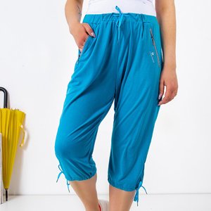 Women's blue shorts with pockets PLUS SIZE - Clothing