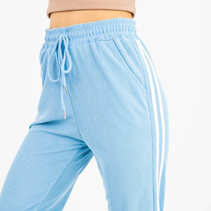 Women's blue sweatpants with white stripes - Clothing