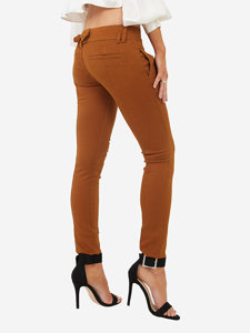Women's brown fabric low waist trousers - Clothing