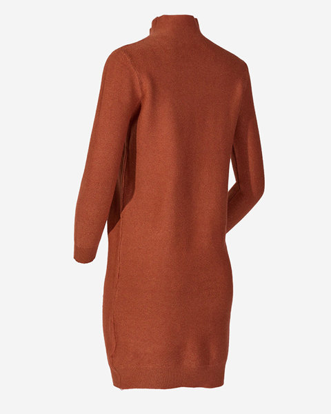 Women's brown turtleneck sweater dress - Clothing