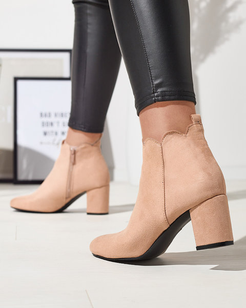 Women's eco-suede boots in light brown Kernag- Footwear