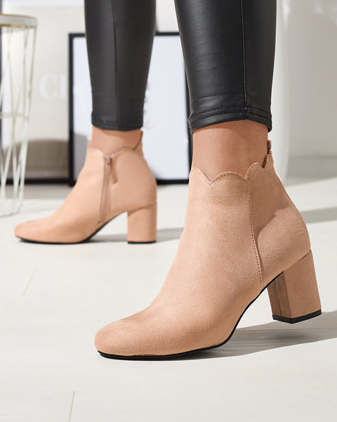 Women's eco-suede boots in light brown Kernag- Footwear