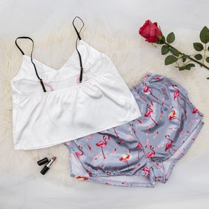 Women's gray flamingo pajamas - Clothing