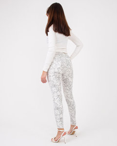 Women's gray patterned fabric trousers - Clothing