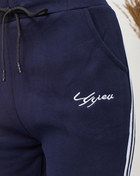 Women's insulated sweatpants in navy blue- Clothing