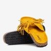 Women's mustard slippers with Amassa fringes - Footwear