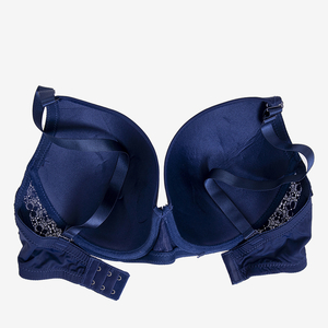 Women's navy blue bra with lace - Underwear