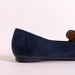 Women's navy eco suede loafers with Daiane fringes - Footwear