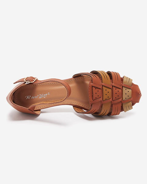 Women's openwork ballerinas with a cutout on the sides in camel color Viholy Footwear