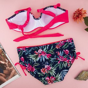 Women's pink swimsuit with flower pattern - Underwear