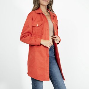 Women's red eco-suede oversize shirt jacket - Clothing