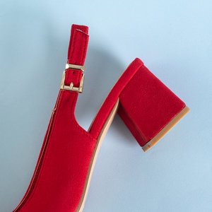 Women's red eco-suede sandals on a Panella post - Footwear