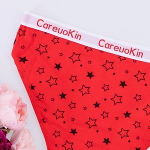 Women's red panties with stars - Underwear