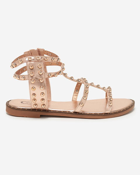 Women's sandals decorated with rose gold jets - Nuriak - Footwear