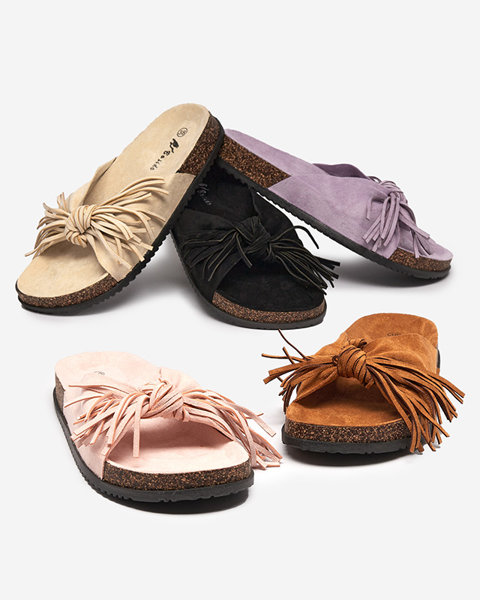 Women's slippers with camel tassels Guttis - Footwear
