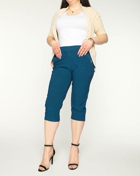 Women's turquoise 3/4 PLUS SIZE fabric shorts - Clothing