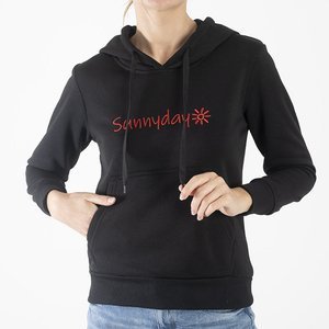 Women's warm black sweatshirt with the inscription - Clothing