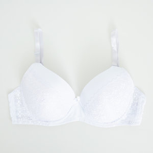 Women's white bra with lace - Underwear