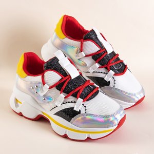 Women's white sneakers with colorful Taylor inserts - Footwear