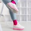 Women's white sports shoes on a thick platform with Savss neon inserts - Footwear
