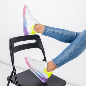 Women's white sports shoes with a colorful Palmer sole - Footwear