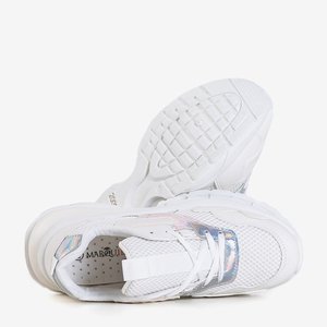 Women's white sports sneakers with holographic inserts Agapila - Footwear