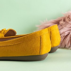 Yellow women's moccasins with a bow and Igeli fringes - Shoes