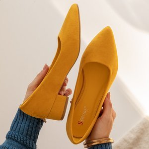 Yellow women's pumps Clementia flat heels - shoes