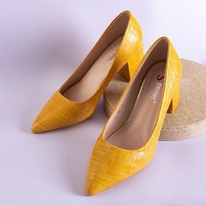 Yellow women's pumps a'la snake skin Avreja - Footwear